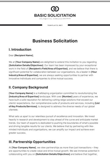 Free Business Solicitation Template to Edit Online