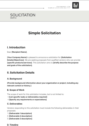 Free Simple Solicitation Template to Edit Online