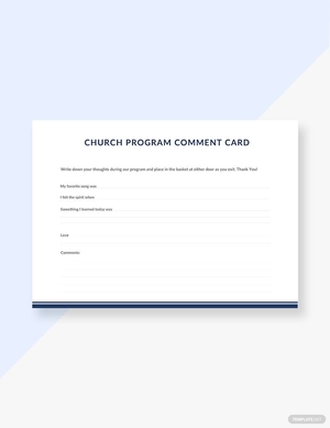 Church Program Comment Card Template