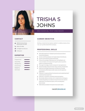 Mechanical Test Engineer Resume