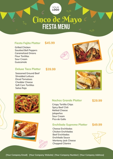 Free Cinco De Mayo Fiesta Menu Template to Edit Online