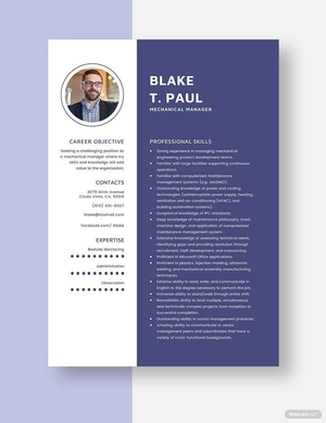 Mechanical Manager Resume