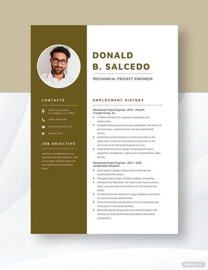 Mechanical Project Engineer Resume