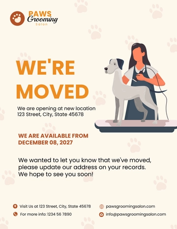 Free Pet Grooming Announcement to Edit Online