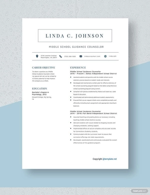 Middle School Guidance Counselor Resume