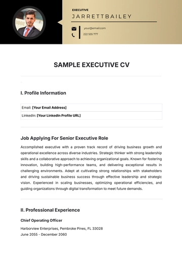 Free Sample Executive CV Template to Edit Online