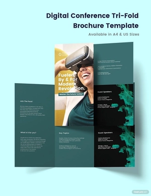 Digital Conference Tri-Fold Brochure Template