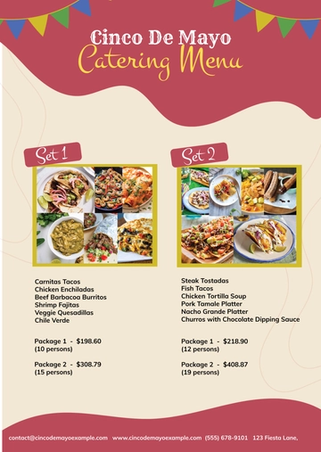 Free Cinco De Mayo Catering menu Template to Edit Online