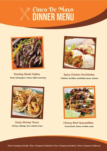 Free Cinco De Mayo Dinner menu Template to Edit Online