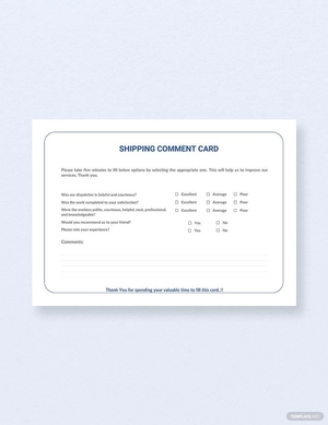 Shipping Comment Card Template