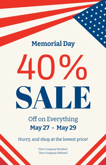 Free Memorial Day Sale Poster Template to Edit Online