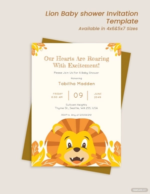 Lion Theme Baby Shower Invitation Template