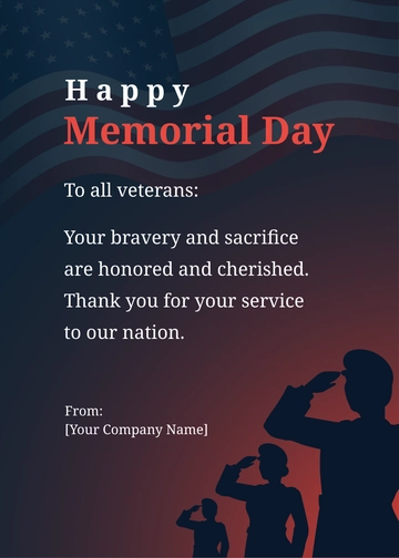 Free Memorial Day Message to Veterans Template to Edit Online