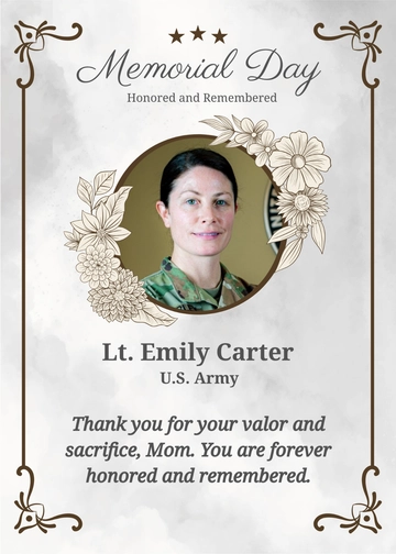Free Memorial Day Message for Mom Template to Edit Online