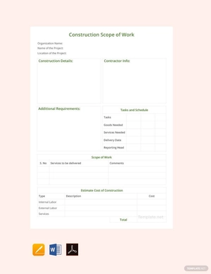Construction Scope of Work Template Construction Scope of Work Template