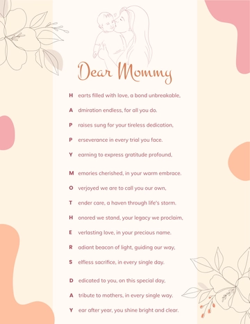 Free Mother's Day Acrostic Poem Template to Edit Online