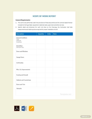 Scope of Work Report Template