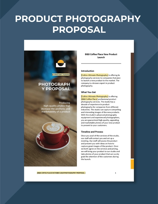 Product Photography Proposal Template