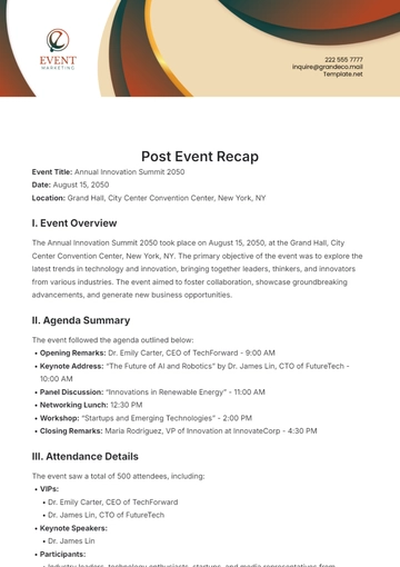 Free Post Event Recap Template to Edit Online
