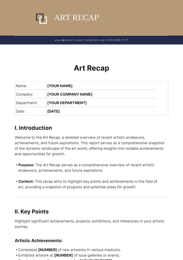 Free Art Recap Template to Edit Online