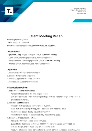 Free Client Meeting Recap Template to Edit Online