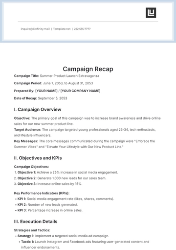 Free Campaign Recap Template to Edit Online