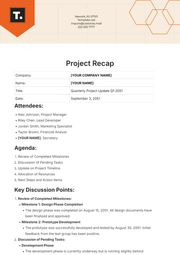 Free Project Recap Template to Edit Online