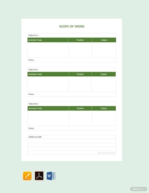 Simple Scope of Work Template