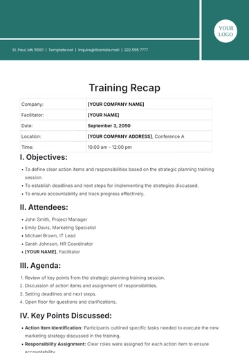 Free Training Recap Template to Edit Online