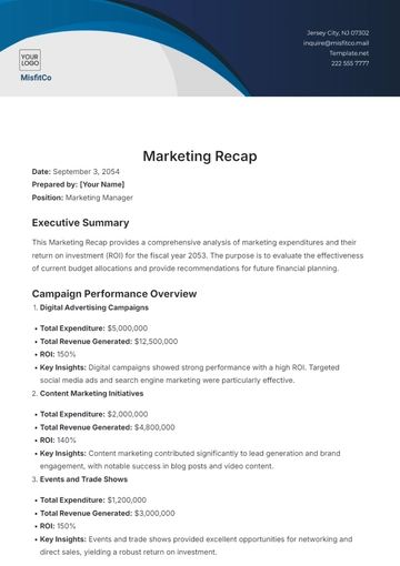 Free Marketing Recap Template to Edit Online