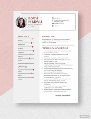 Medical Information Specialist Resume