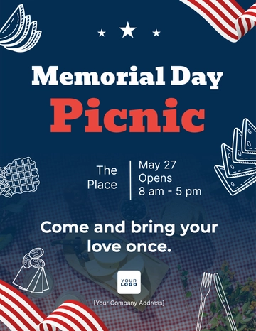 Free Memorial Day Picnic Flyer Template  to Edit Online
