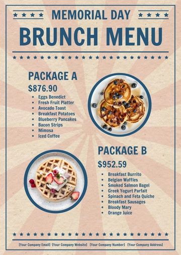 Free Memorial Day Brunch Menu Template to Edit Online
