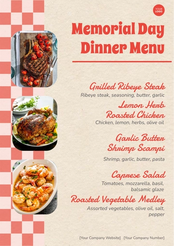 Free Memorial Day Dinner Menu Template to Edit Online
