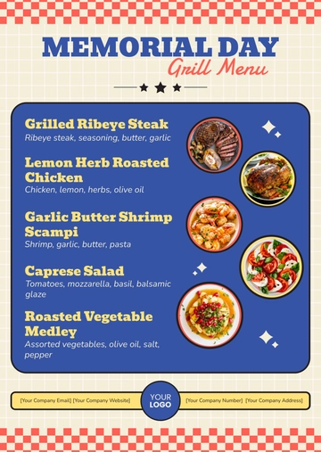 Free Memorial Day Grill Menu Template to Edit Online
