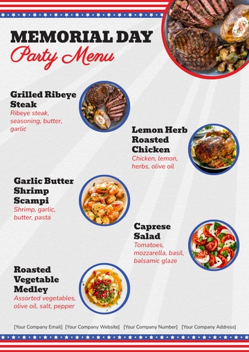 Free Memorial Day Party Menu Template to Edit Online