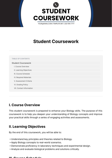 Free Student Coursework Template to Edit Online