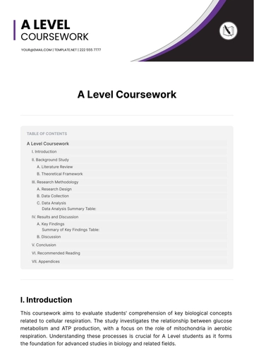 Free A Level Coursework Template to Edit Online