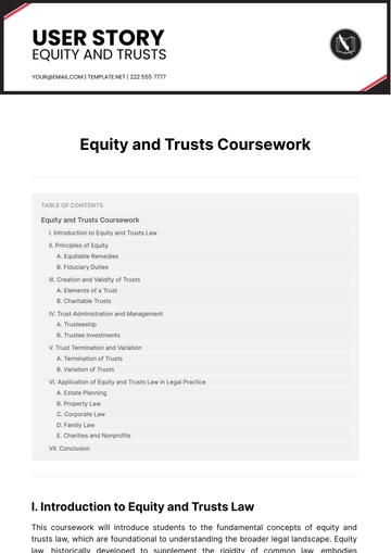 Free Equity and Trusts Coursework Template to Edit Online