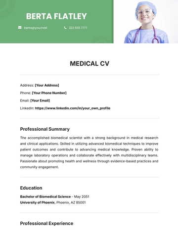 Free Medical CV Template to Edit Online