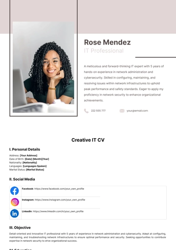 Free Creative IT CV Template to Edit Online