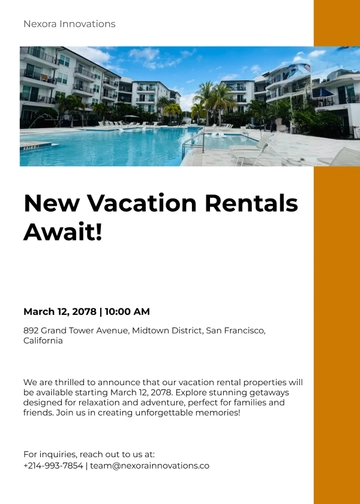 Free Vacation Rental Announcement to Edit Online