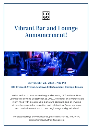 Free Bar/Lounge Announcement to Edit Online