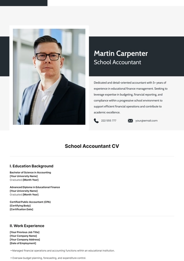 Free School Accountant CV Template to Edit Online