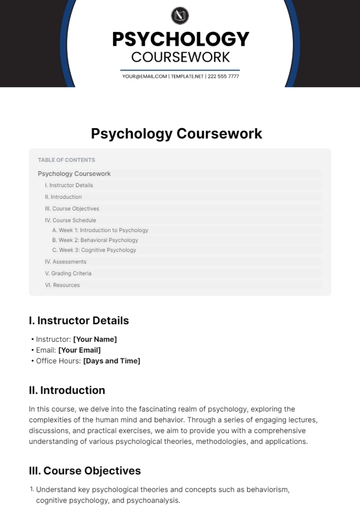 Free Psychology Coursework Template to Edit Online