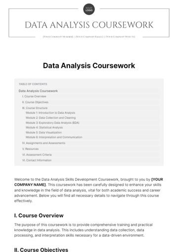 Free Data Analysis Coursework Template to Edit Online