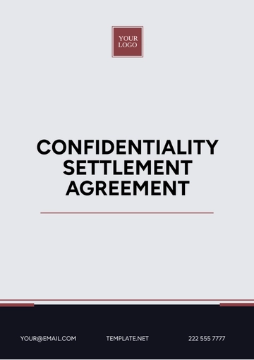 Free Confidentiality Settlement Agreement Template to Edit Online