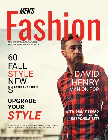 Free Men's Fashion Magazine Cover Template to Edit Online