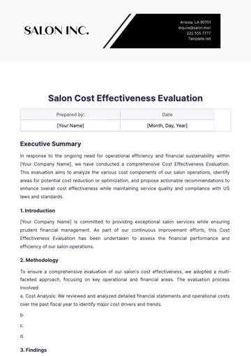 Free Salon Cost Effectiveness Evaluation Template to Edit Online