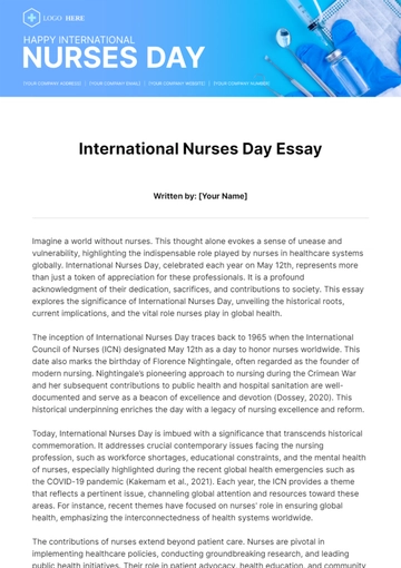 Free International Nurses Day Essay Template to Edit Online